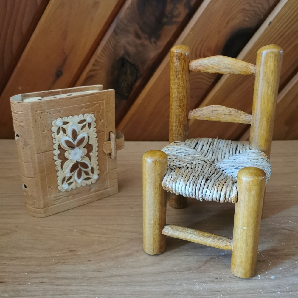 Miniature Wicker And Wood Set